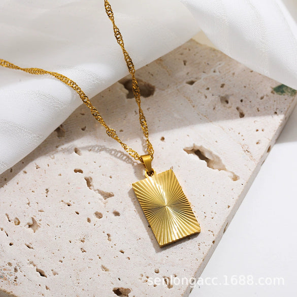 Wholesale Necklace Stainless Steel Light Luxury Heart Shape Butterfly Pendant Water Wave Chain Electroplated