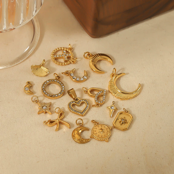Wholesale Necklace Stainless Steel Light Luxury Style With Diamond Inlay Heart Bow Star Shapes O Shaped Chain For Women
