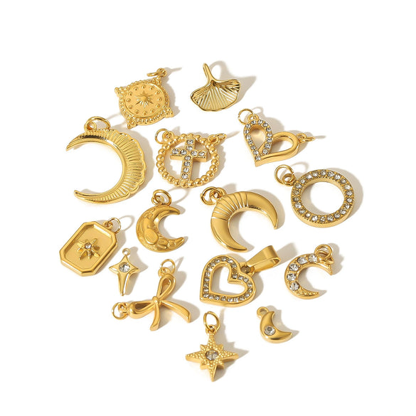Wholesale Necklace Stainless Steel Light Luxury Style With Diamond Inlay Heart Bow Star Shapes O Shaped Chain For Women