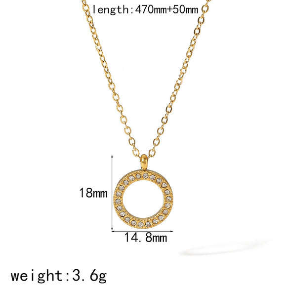 Wholesale Necklace Stainless Steel Light Luxury Style With Diamond Inlay Heart Bow Star Shapes O Shaped Chain For Women