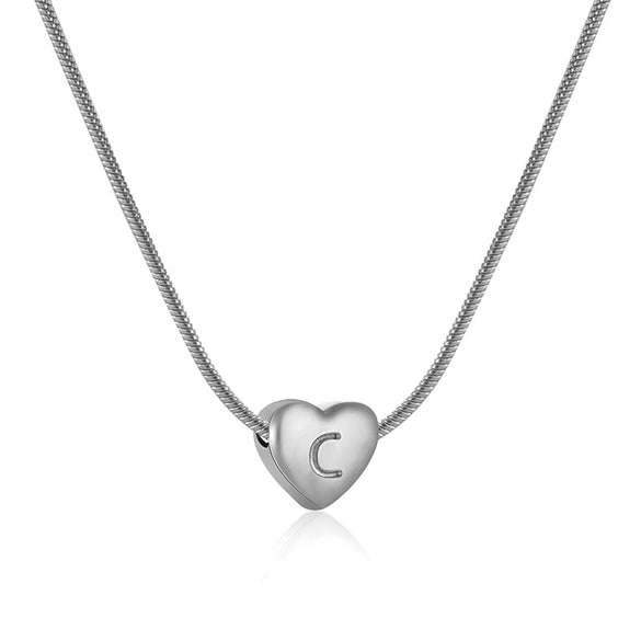 Wholesale Necklace Stainless Steel Love Heart Design Snake Chain With Letters Polishing For Women