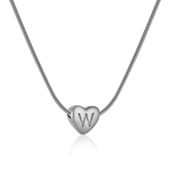 Wholesale Necklace Stainless Steel Love Heart Design Snake Chain With Letters Polishing For Women