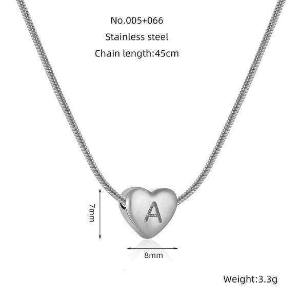 Wholesale Necklace Stainless Steel Love Heart Design Snake Chain With Letters Polishing For Women