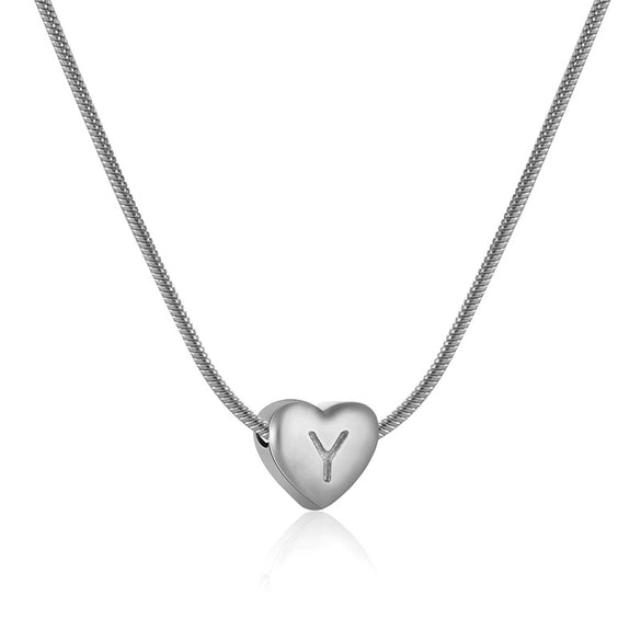 Wholesale Necklace Stainless Steel Love Heart Design Snake Chain With Letters Polishing For Women
