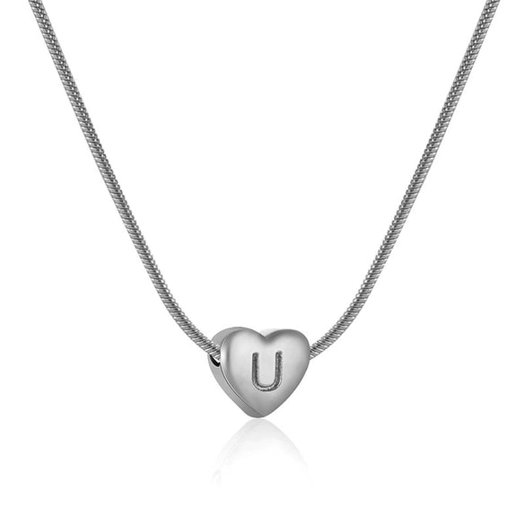 Wholesale Necklace Stainless Steel Love Heart Design Snake Chain With Letters Polishing For Women