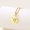 Wholesale Necklace Stainless Steel Mixed Gem Inlay Geometric Retro Golden Sun Totem Coin Sunflower Clavicle Chain For Women Electroplating