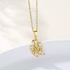 Wholesale Necklace Stainless Steel Mixed Gem Inlay Leaf Style Electroplating For Women