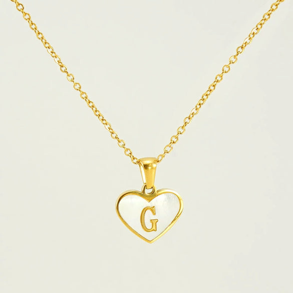 Wholesale Necklace Stainless Steel Natural Shell Love Letter Titanium Steel Electroplating Simple Style Unisex