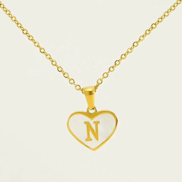 Wholesale Necklace Stainless Steel Natural Shell Love Letter Titanium Steel Electroplating Simple Style Unisex