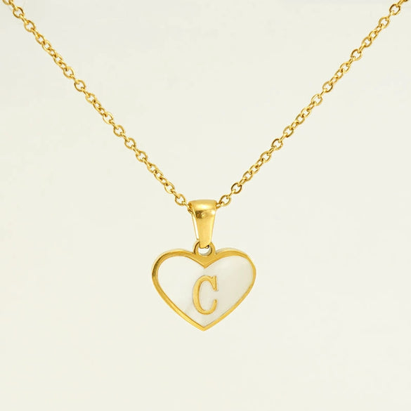 Wholesale Necklace Stainless Steel Natural Shell Love Letter Titanium Steel Electroplating Simple Style Unisex