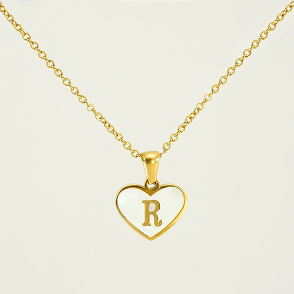 Wholesale Necklace Stainless Steel Natural Shell Love Letter Titanium Steel Electroplating Simple Style Unisex
