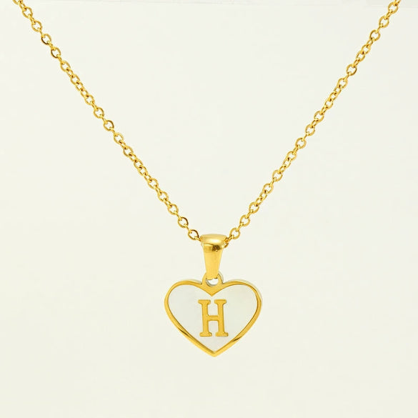 Wholesale Necklace Stainless Steel Natural Shell Love Letter Titanium Steel Electroplating Simple Style Unisex
