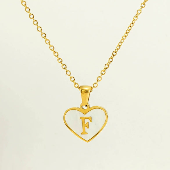 Wholesale Necklace Stainless Steel Natural Shell Love Letter Titanium Steel Electroplating Simple Style Unisex