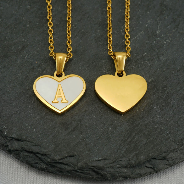 Wholesale Necklace Stainless Steel Natural Shell Love Letter Titanium Steel Electroplating Simple Style Unisex