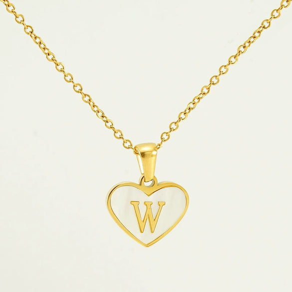 Wholesale Necklace Stainless Steel Natural Shell Love Letter Titanium Steel Electroplating Simple Style Unisex
