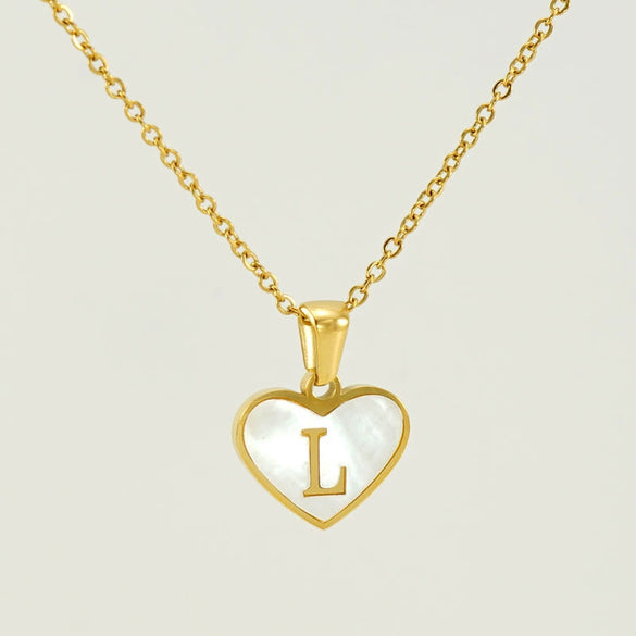 Wholesale Necklace Stainless Steel Natural Shell Love Letter Titanium Steel Electroplating Simple Style Unisex