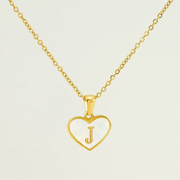 Wholesale Necklace Stainless Steel Natural Shell Love Letter Titanium Steel Electroplating Simple Style Unisex