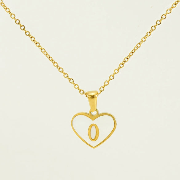 Wholesale Necklace Stainless Steel Natural Shell Love Letter Titanium Steel Electroplating Simple Style Unisex