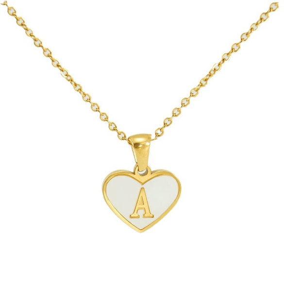 Wholesale Necklace Stainless Steel Natural Shell Love Letter Titanium Steel Electroplating Simple Style Unisex