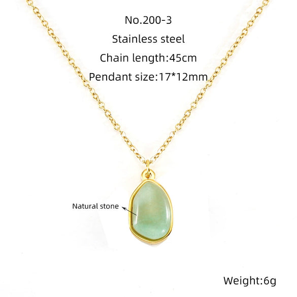 Wholesale Necklace 316L Stainless Steel Natural Stone Irregular Geometric Electroplating For Women