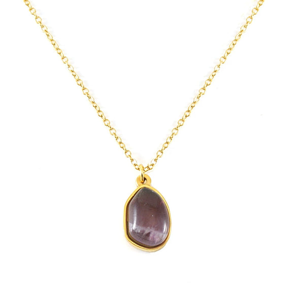Wholesale Necklace 316L Stainless Steel Natural Stone Irregular Geometric Electroplating For Women