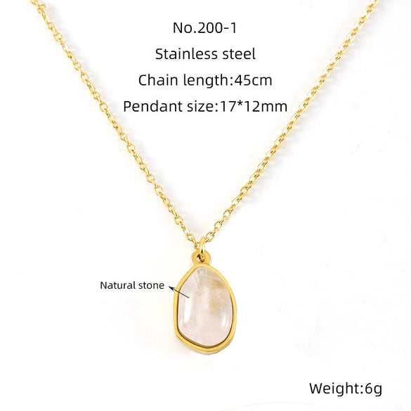 Wholesale Necklace 316L Stainless Steel Natural Stone Irregular Geometric Electroplating For Women