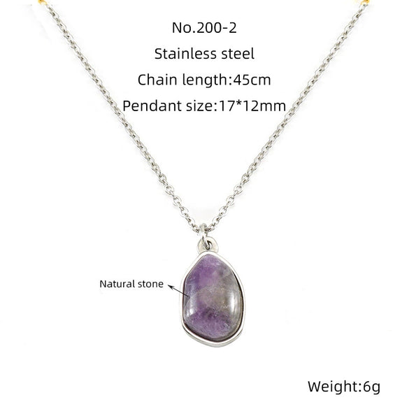 Wholesale Necklace 316L Stainless Steel Natural Stone Irregular Geometric Electroplating For Women
