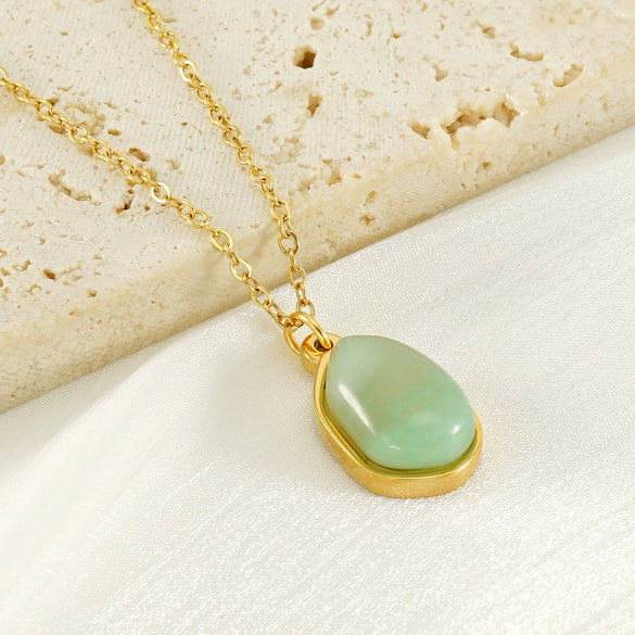Wholesale Necklace 316L Stainless Steel Natural Stone Irregular Geometric Electroplating For Women