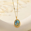 Wholesale Necklace Stainless Steel Oil Drop Flower Palace Style Electroplating For Unisex