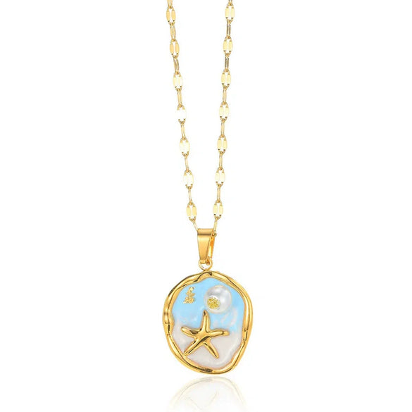 Wholesale Necklace Stainless Steel Oil Drop Flower Palace Style Electroplating For Unisex