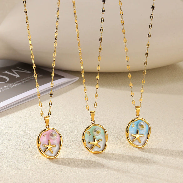Wholesale Necklace Stainless Steel Oil Drop Flower Palace Style Electroplating For Unisex