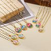 Wholesale Necklace Stainless Steel Oil Drop Flower Palace Style Electroplating For Unisex