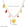 Wholesale Necklace Stainless Steel Pearl Chain Gold Plated Heart Shape French Retro Style