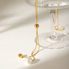Wholesale Necklace Stainless Steel Pearl Geometric Snake Bone Chain Electroplating For Women