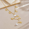 Wholesale Necklace Stainless Steel Pearl Gold Plated Starfish Y Shaped Chain Asymmetrical Chic Animal Style