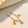 Wholesale Necklace Stainless Steel Retro Minimalist Ushaped Starfish Pearl Scallop Pendant Electroplating Unisex
