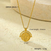 Wholesale Necklace Stainless Steel Roman Coin Goldplated Pendant Retro Style