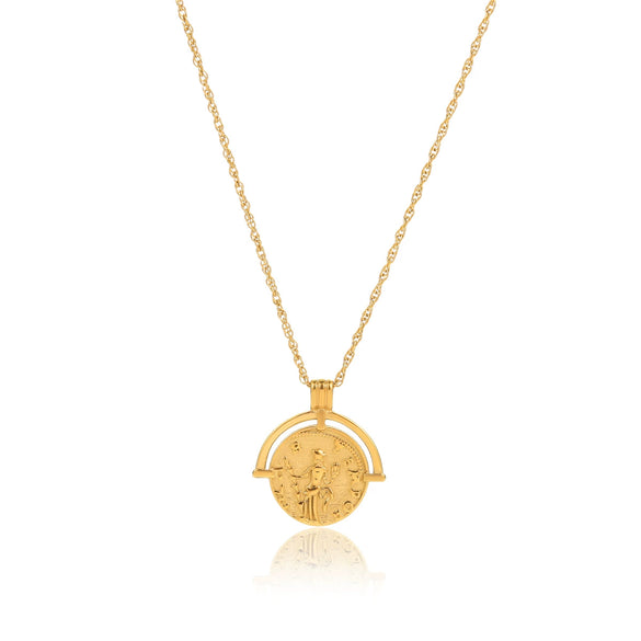 Wholesale Necklace Stainless Steel Roman Coin Goldplated Pendant Retro Style