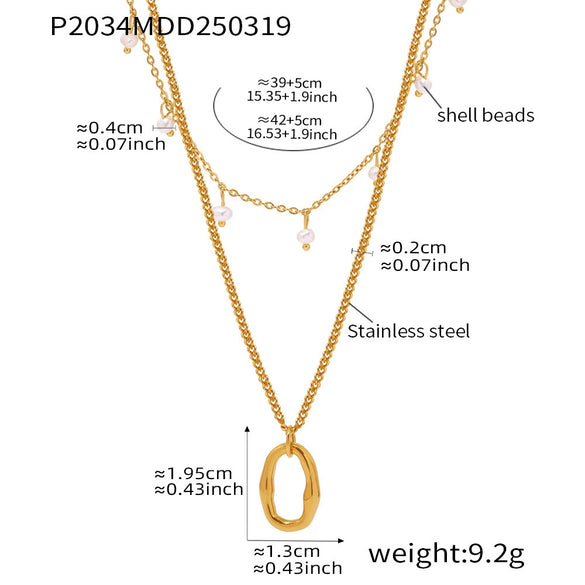 Wholesale Necklace 316L Stainless Steel Shell Beads 316L Stainless Steel Light Luxury Geometric Electroplated For Women