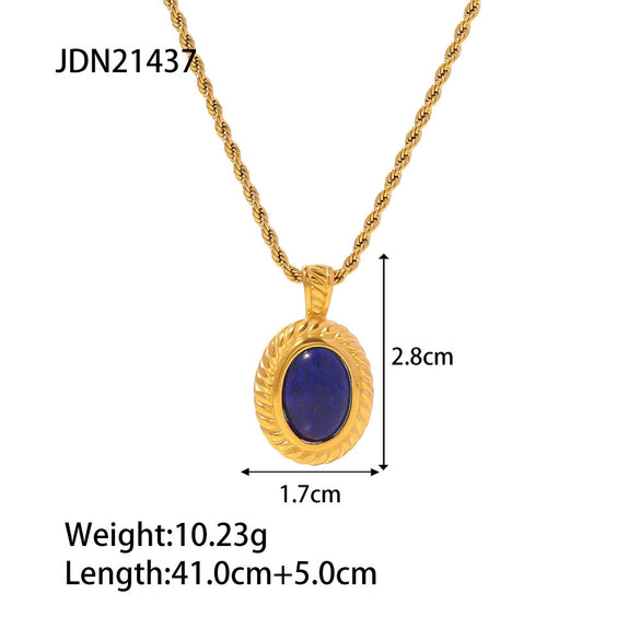 Wholesale Necklace Stainless Steel 925 Silver Geometric French Retro Electroplating Oval Pendant Women