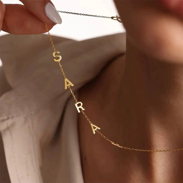 Wholesale Necklace Stainless Steel Snake Bone Chain Electroplating Letters Numbers Text Style