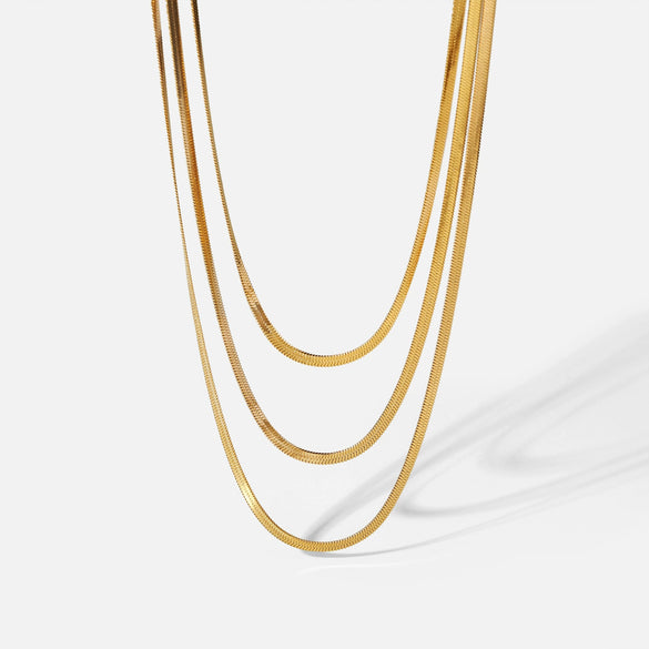 Wholesale Necklace Stainless Steel Snake Bone Chain 18K Gold Plated Geometric Style For Women