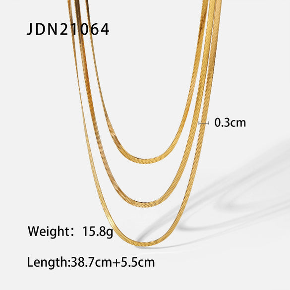 Wholesale Necklace Stainless Steel Snake Bone Chain 18K Gold Plated Geometric Style For Women