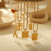 Wholesale Necklace Stainless Steel Square Geometric French Retro 18K Gold Plated Pendant For Women