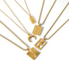 Wholesale Necklace Stainless Steel Square Geometric French Retro 18K Gold Plated Pendant For Women