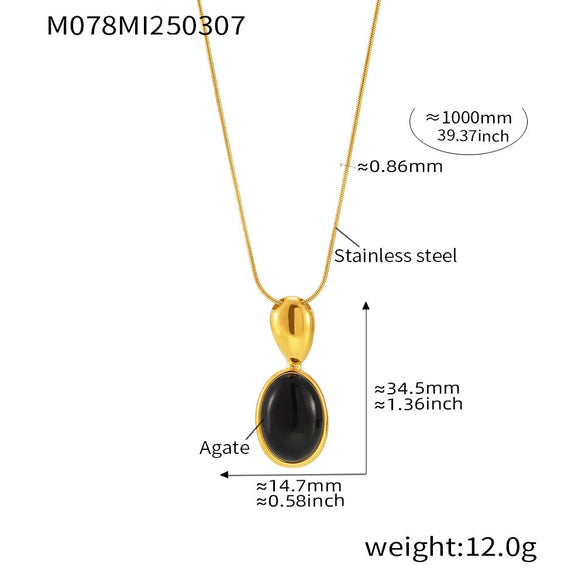 Wholesale Necklace Stainless Steel Tiger Eye Stone Black Agate Geometric Pvd Electroplated Light Luxury Style For Women
