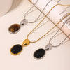 Wholesale Necklace Stainless Steel Tiger Eye Stone Black Agate Geometric Pvd Electroplated Light Luxury Style For Women