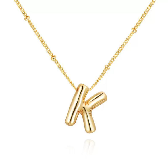 Wholesale Necklace Stainless Steel Titanium Steel Ball Chain Chubby Bubble Letter English Electroplated For Women