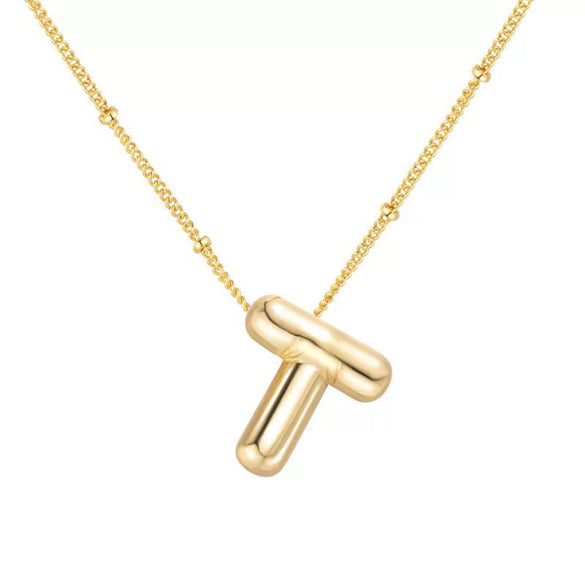 Wholesale Necklace Stainless Steel Titanium Steel Ball Chain Chubby Bubble Letter English Electroplated For Women