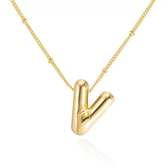 Wholesale Necklace Stainless Steel Titanium Steel Ball Chain Chubby Bubble Letter English Electroplated For Women